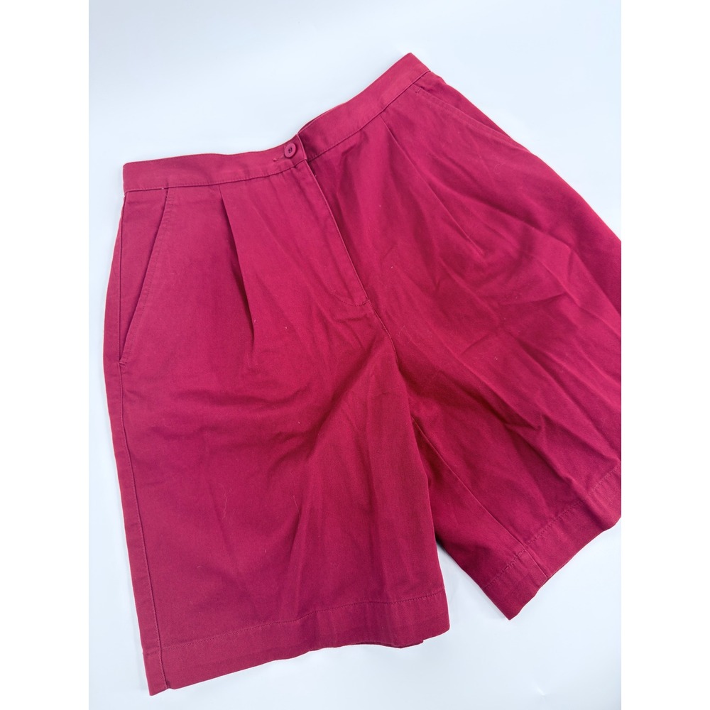 Liz Claiborne Shorts Pleated 90s Vintage Womens Sz 10 Red Cotton Lizsport Chino